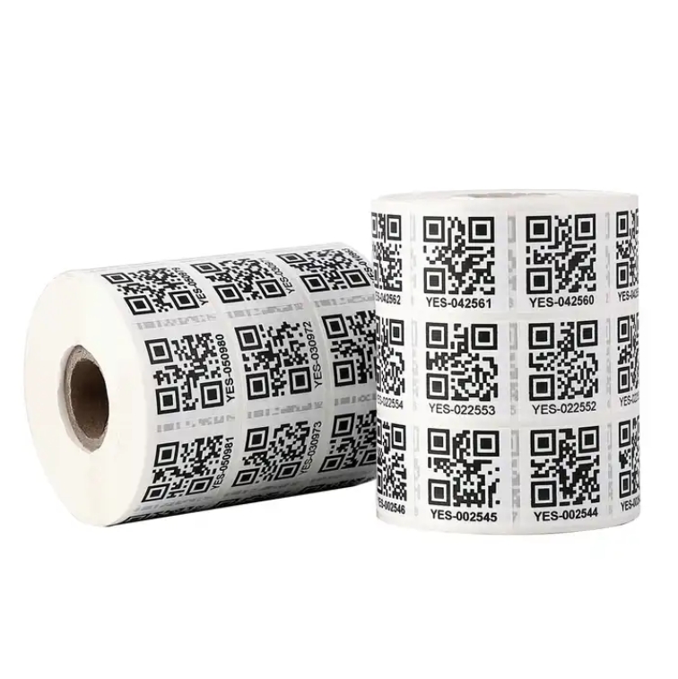 polyester white qr barcode label
